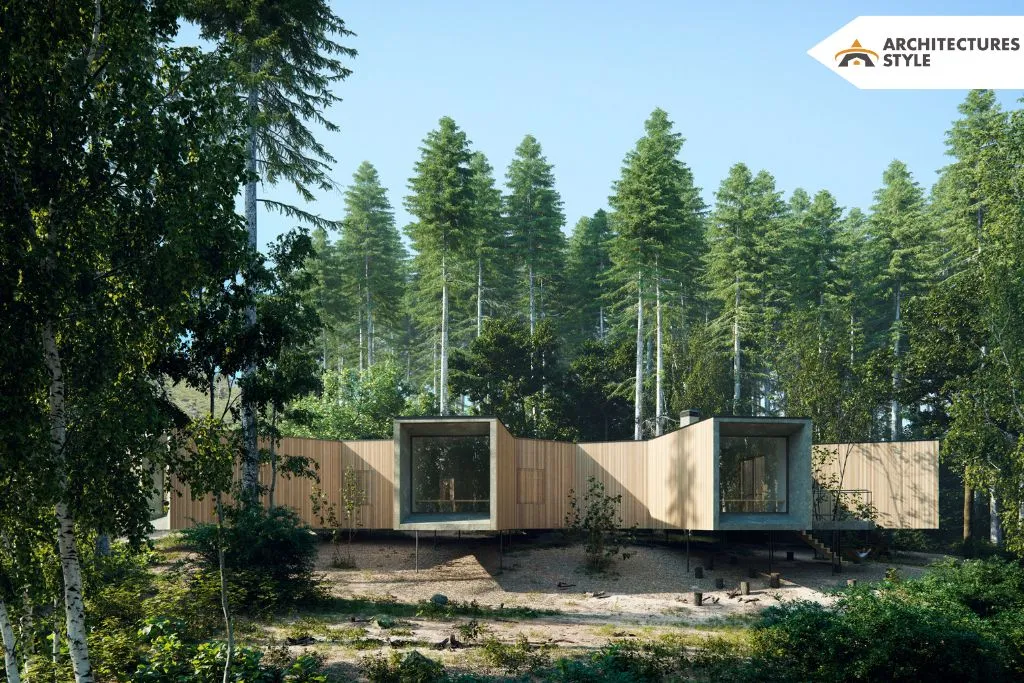 An aerial view of House in the Forest by Florian Busch Architects