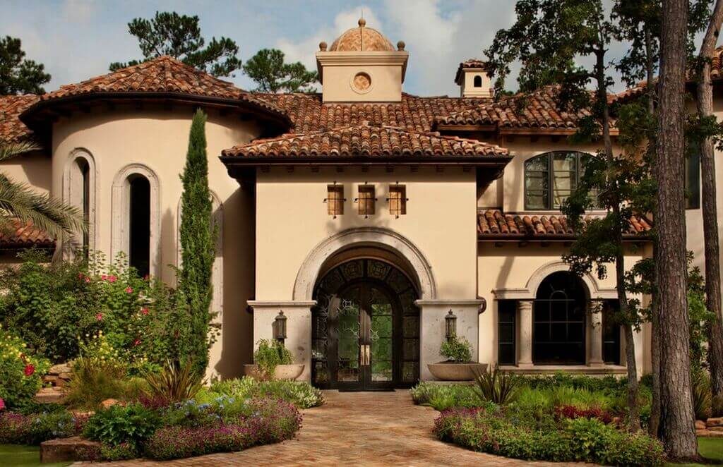 Mediterranean Style Homes Exterior with Arched Windows