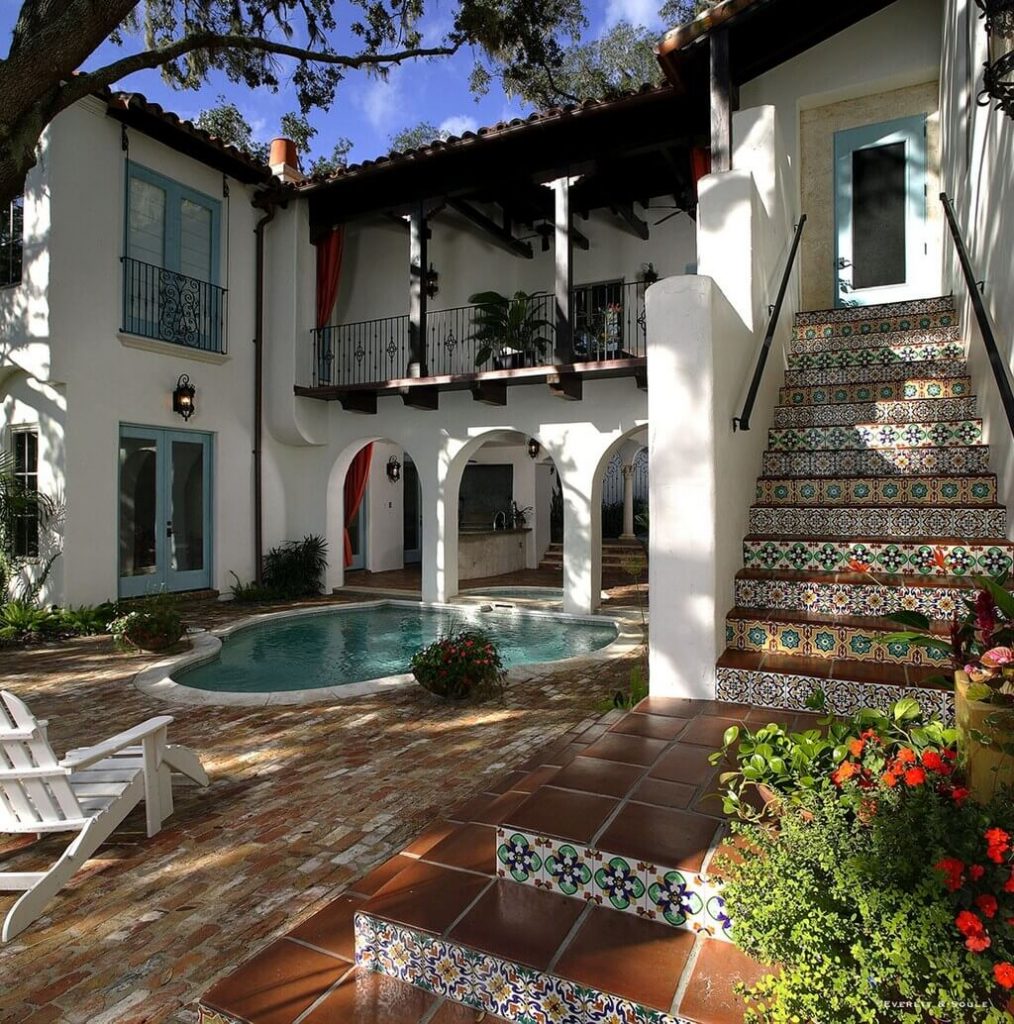 Mediterranean Home Design with Decorative Tiling