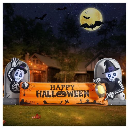 10ft Large Halloween Inflatable Skeleton Tombstone Banner Decoration