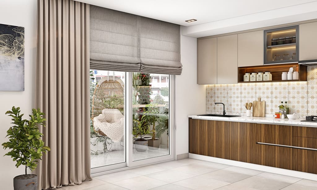 Double Curtains for kitchen