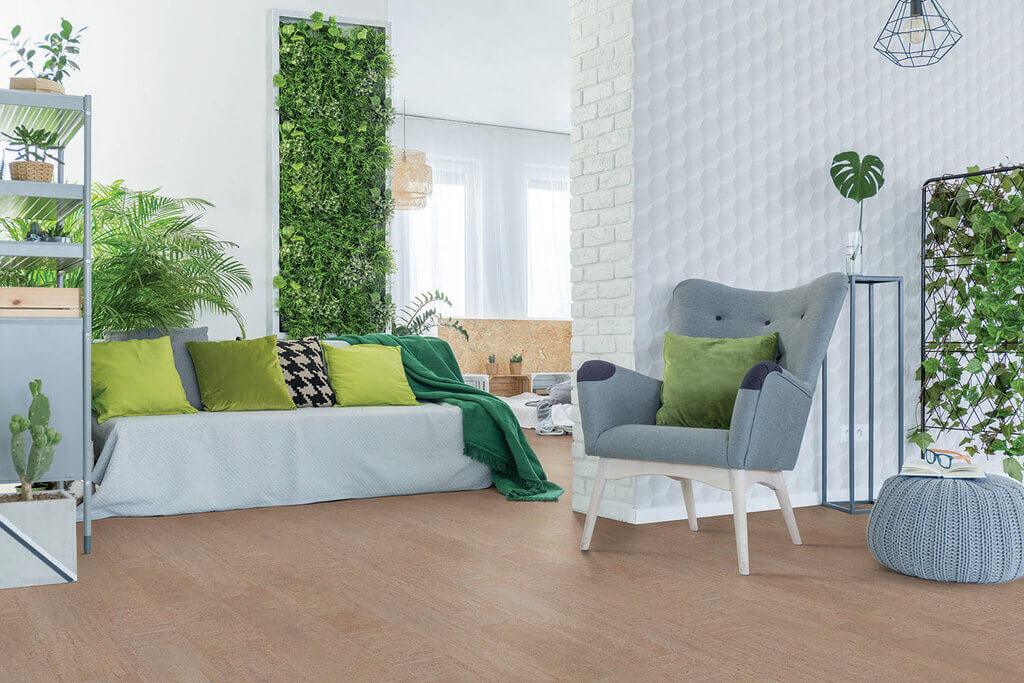 Cork Strip Flooring in living room