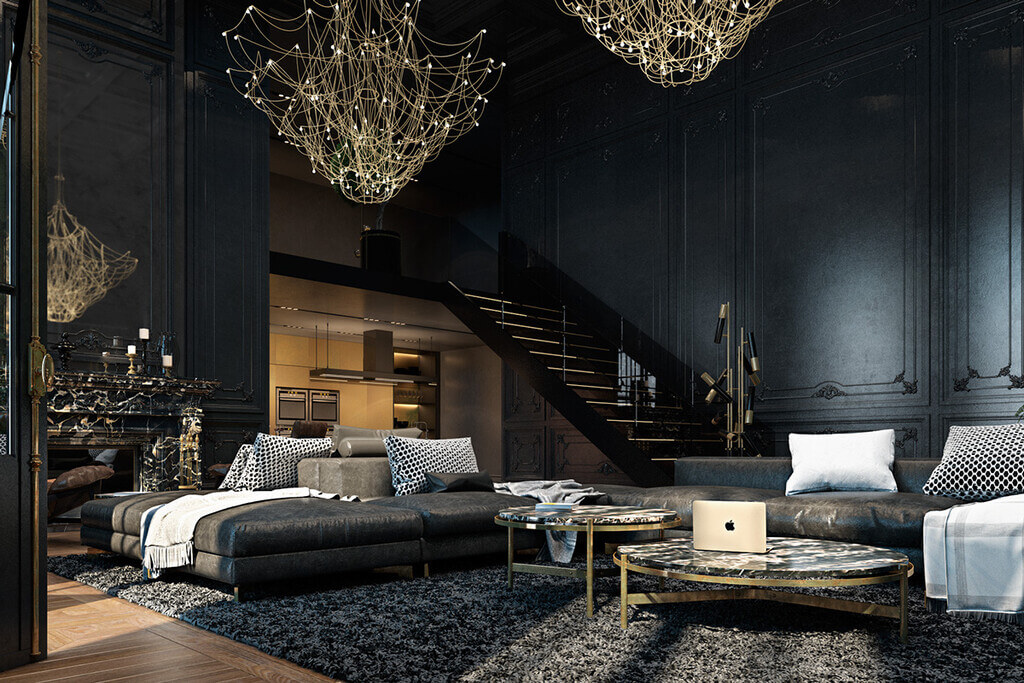 Very Dark Walls living room