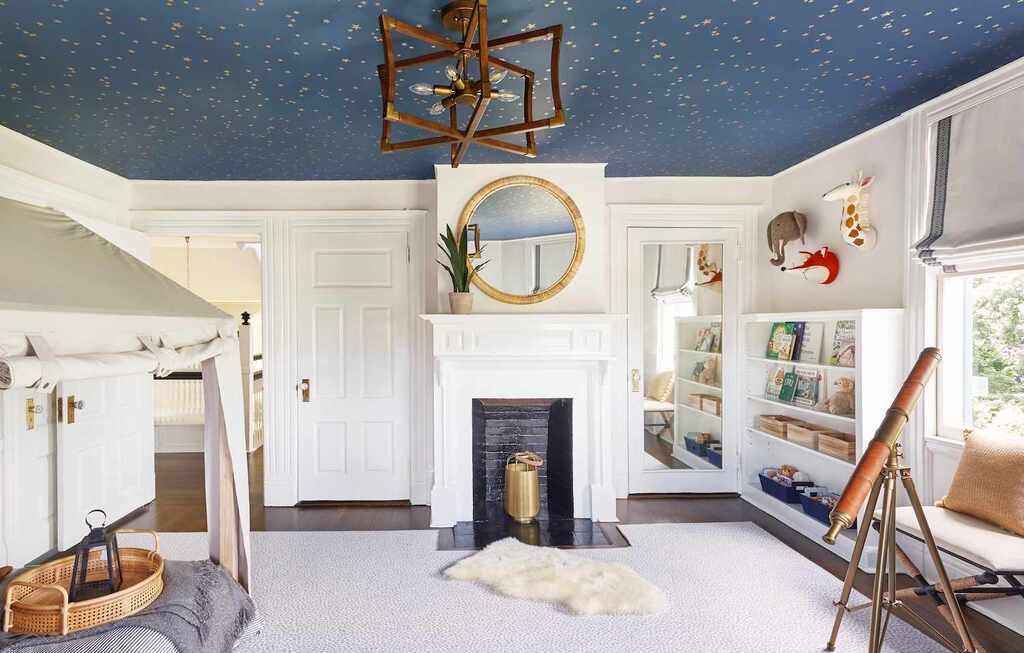 Wallpapered Ceilings living room