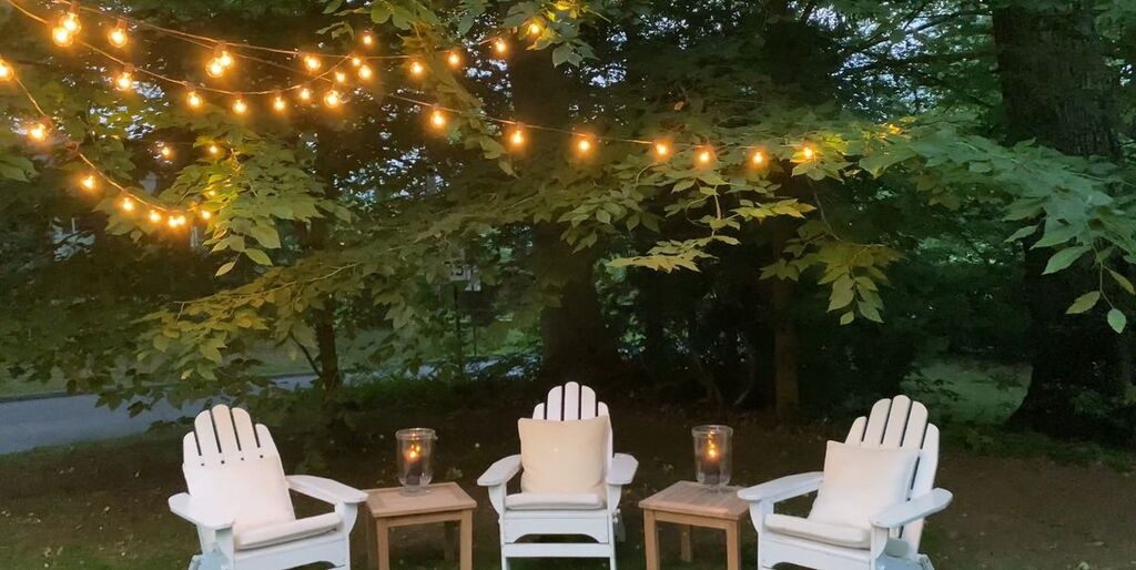 Fairy lights in garden