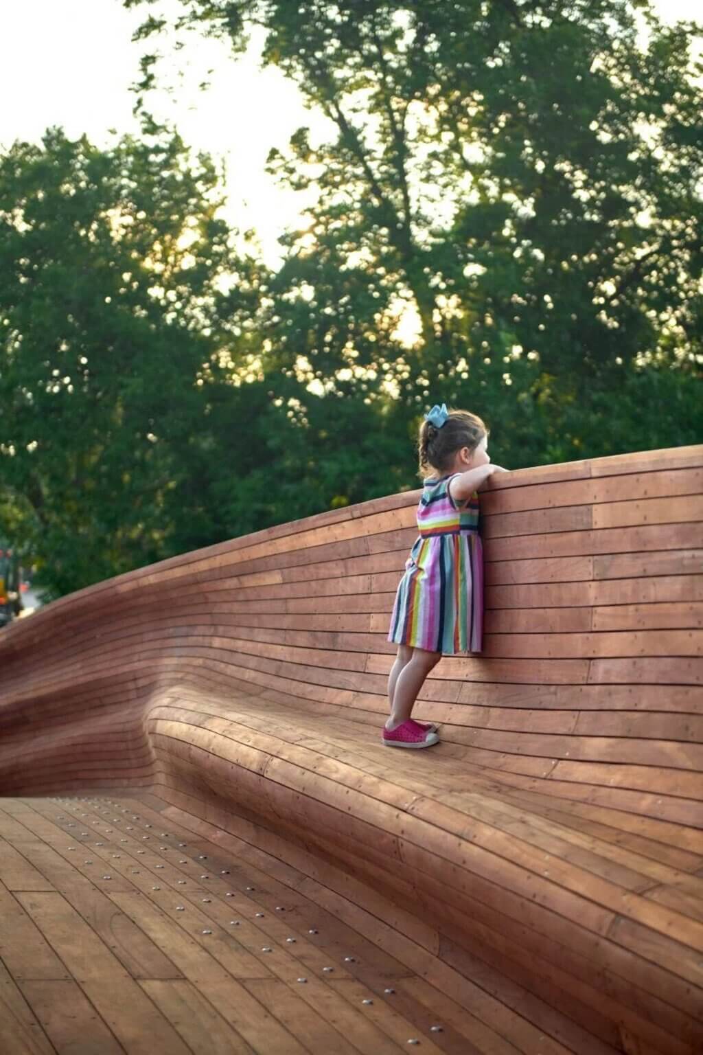 A little girl standing on Drift Bridge