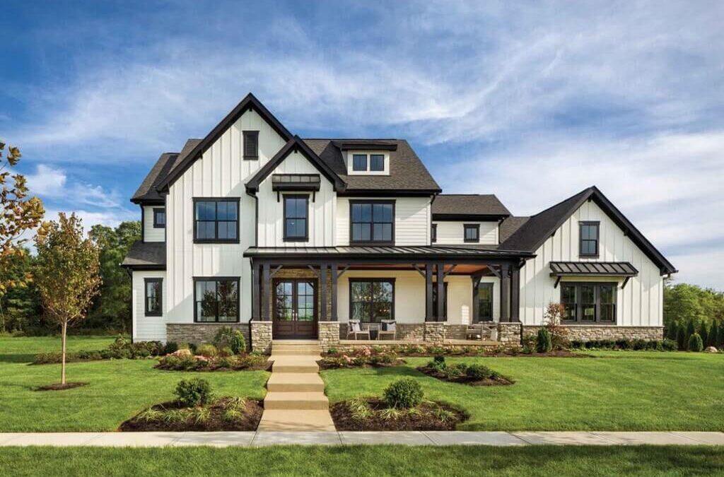 black painted houses with white trim