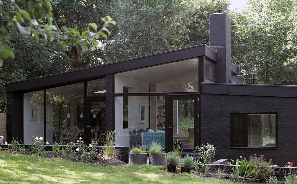 modern black brick house