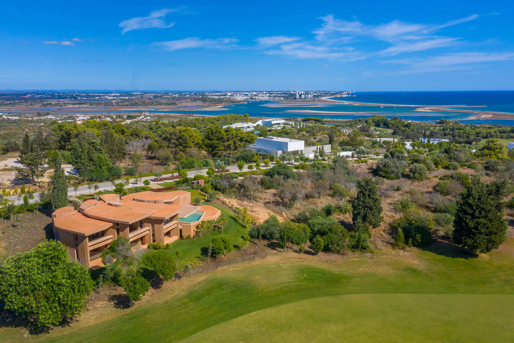 Red concrete resort villa