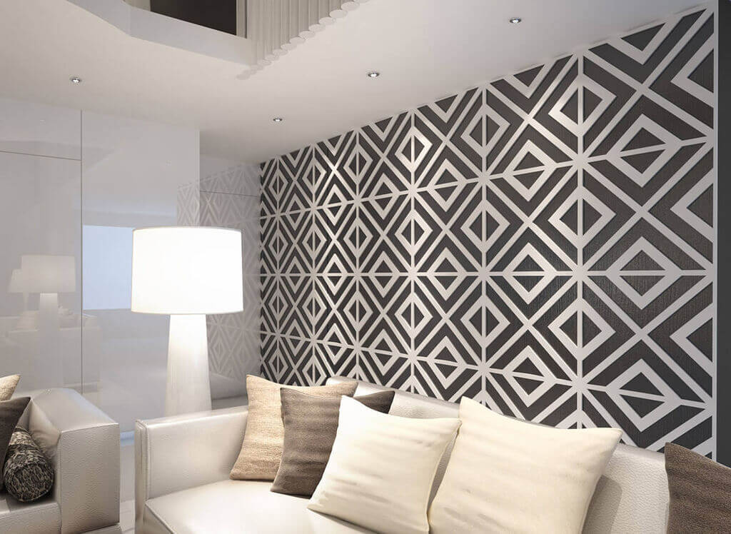 Living Room with Stylish Wallpaper