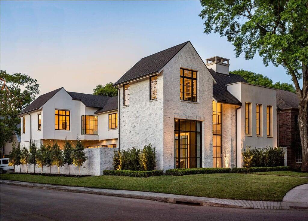 White Brick House with Black Trim