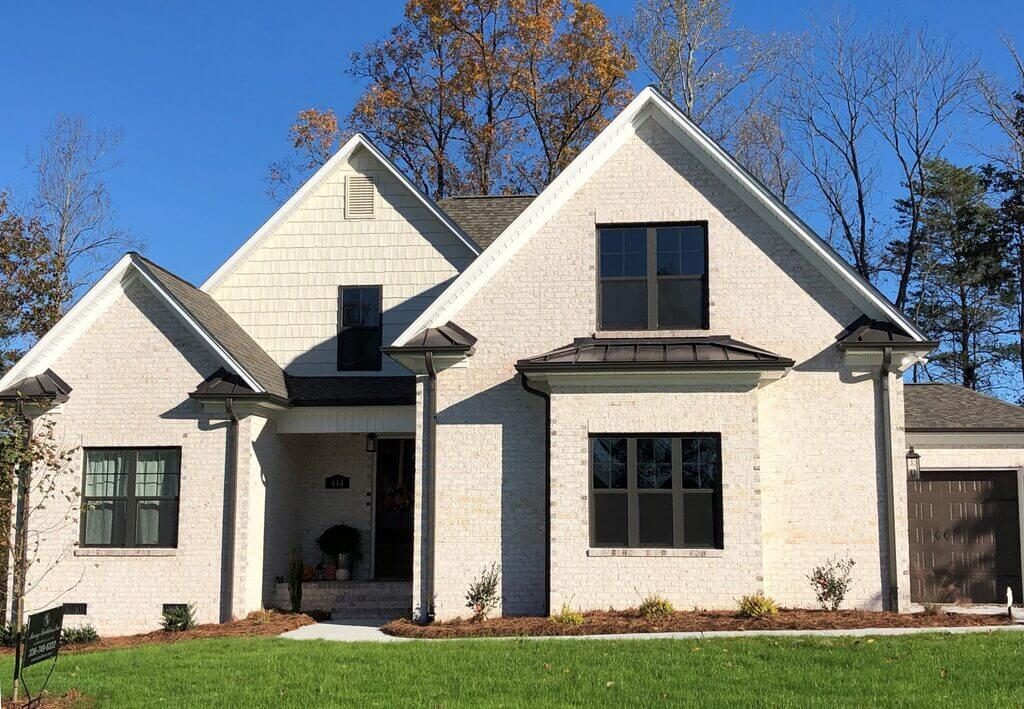 white brick house exterior