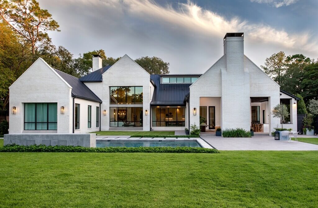 white brick house exterior
