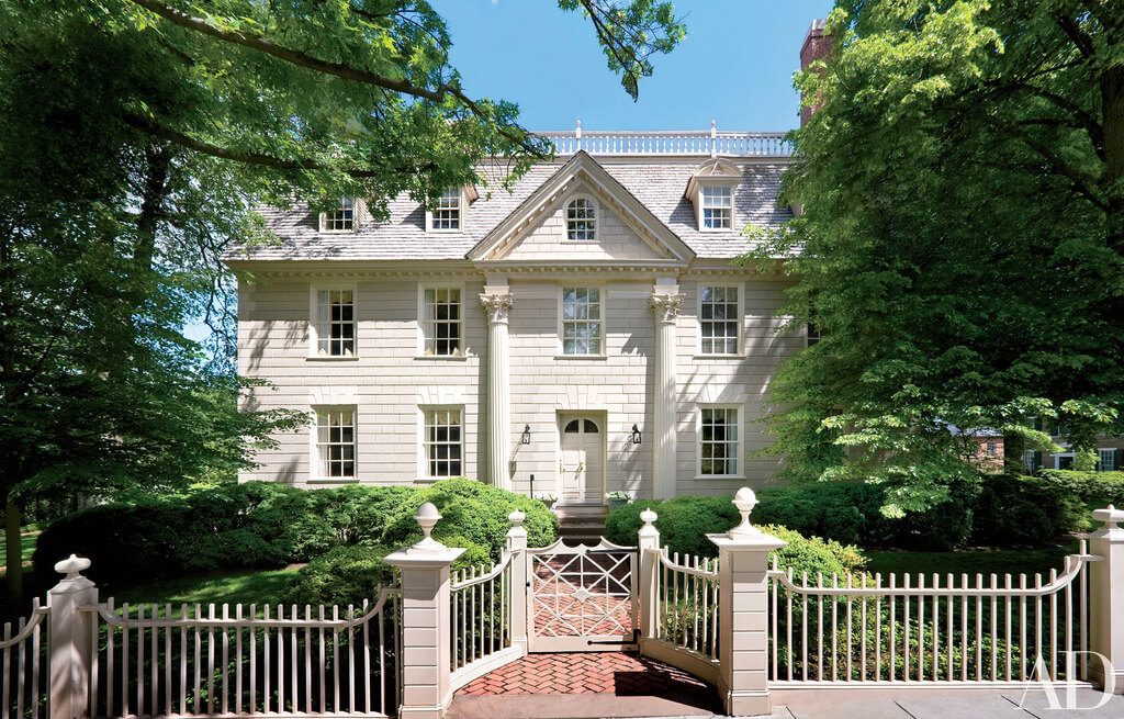 white brick house exterior