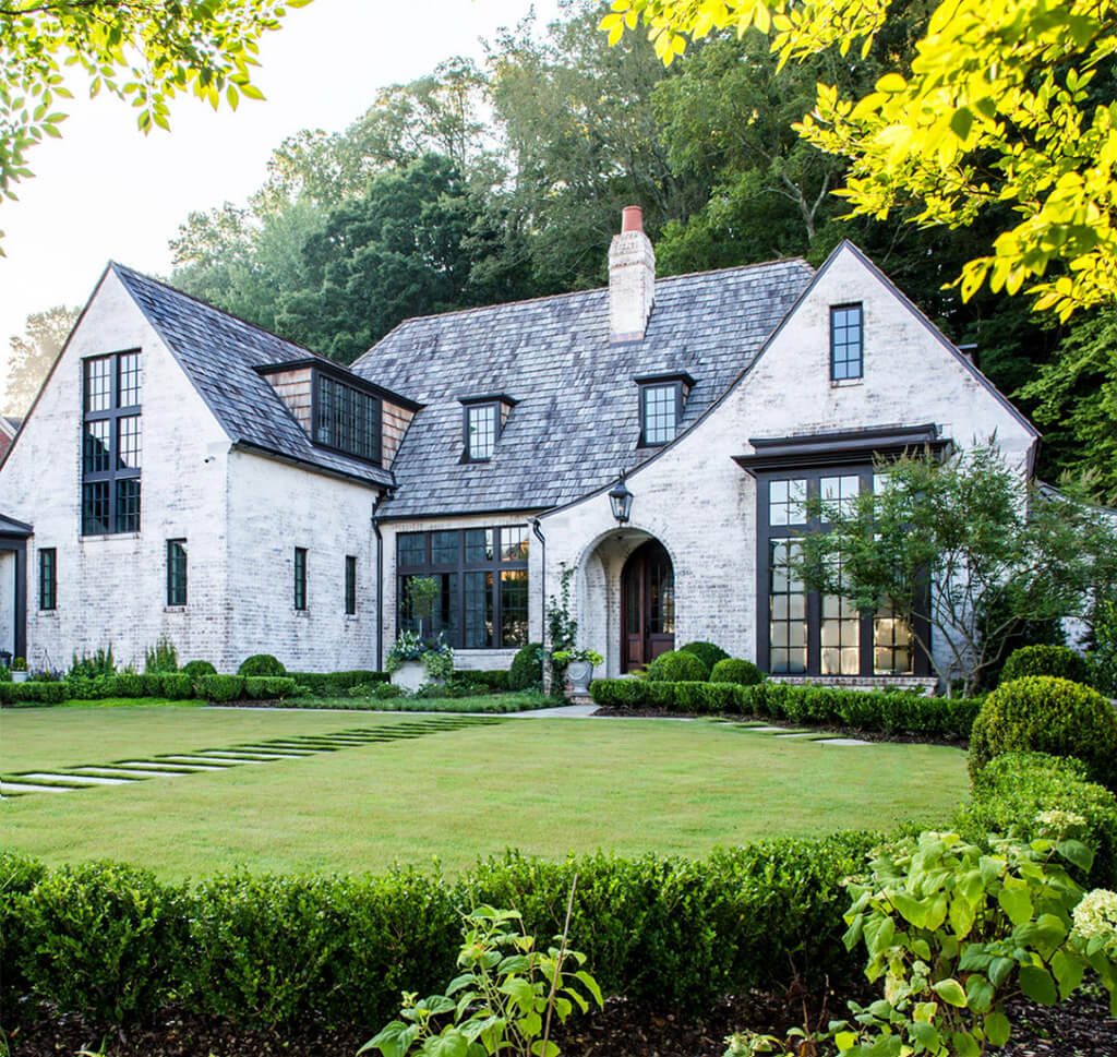 white brick house exterior