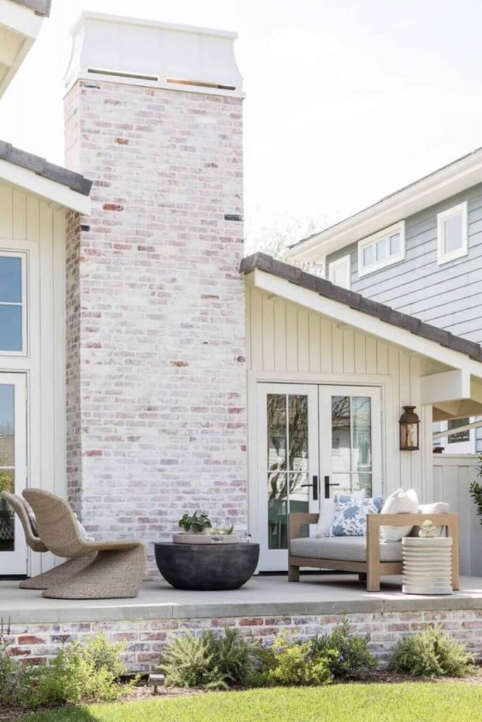 White Painted Brick House with Chimney