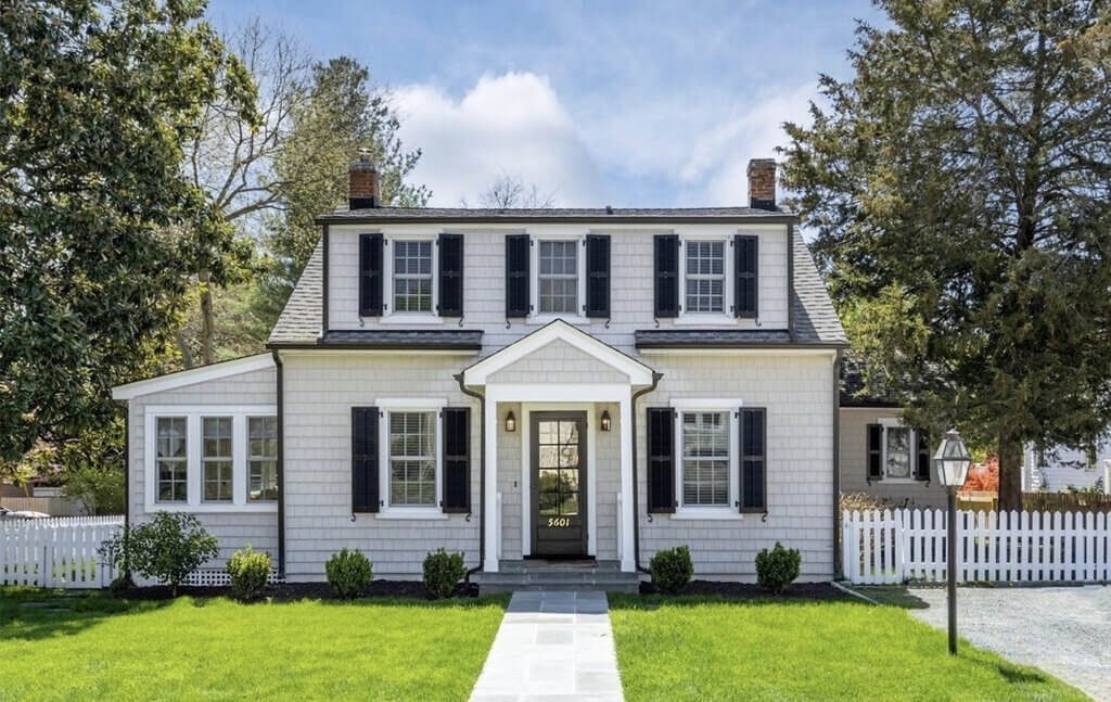 white painted brick house