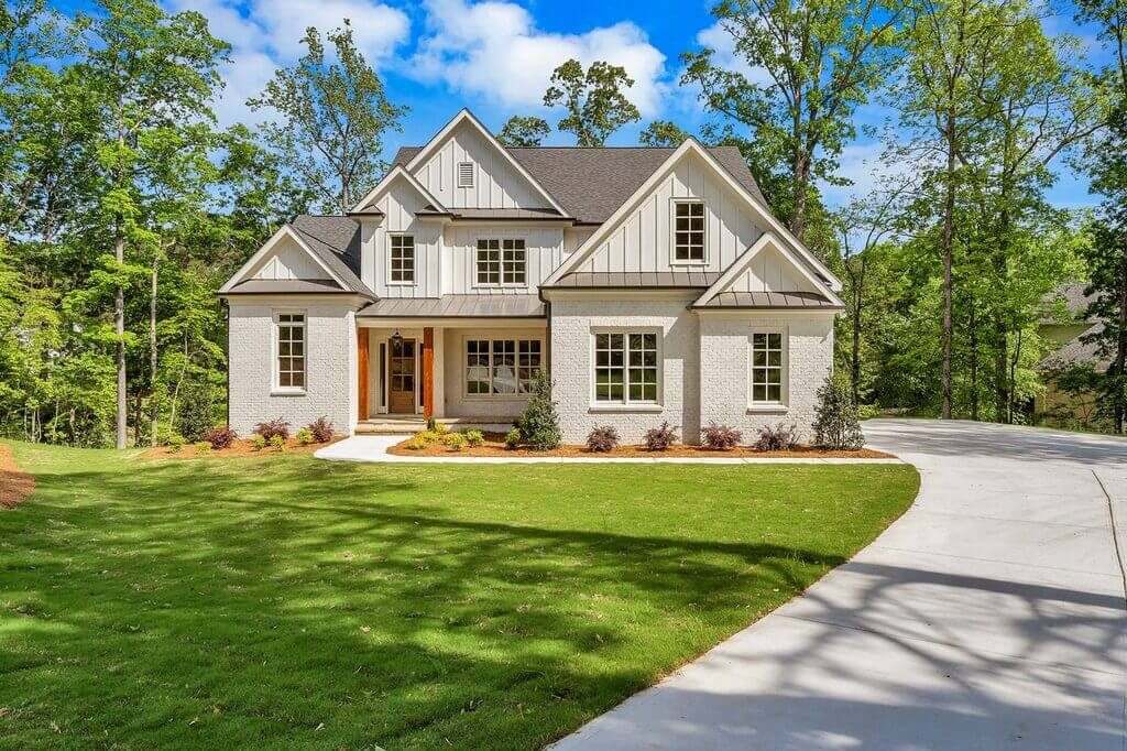 white painted brick house