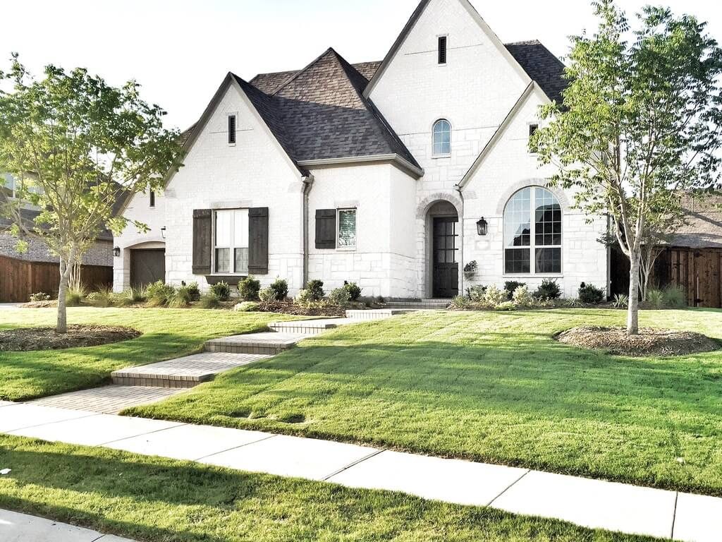 white painted brick house