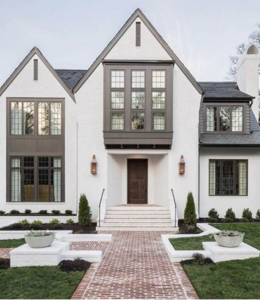  French White Brick House Exterior