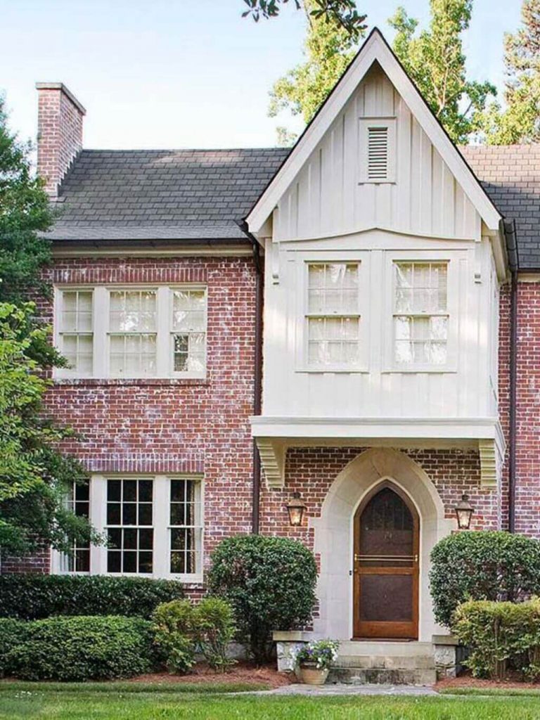 Half and Half White Brick House Exterior