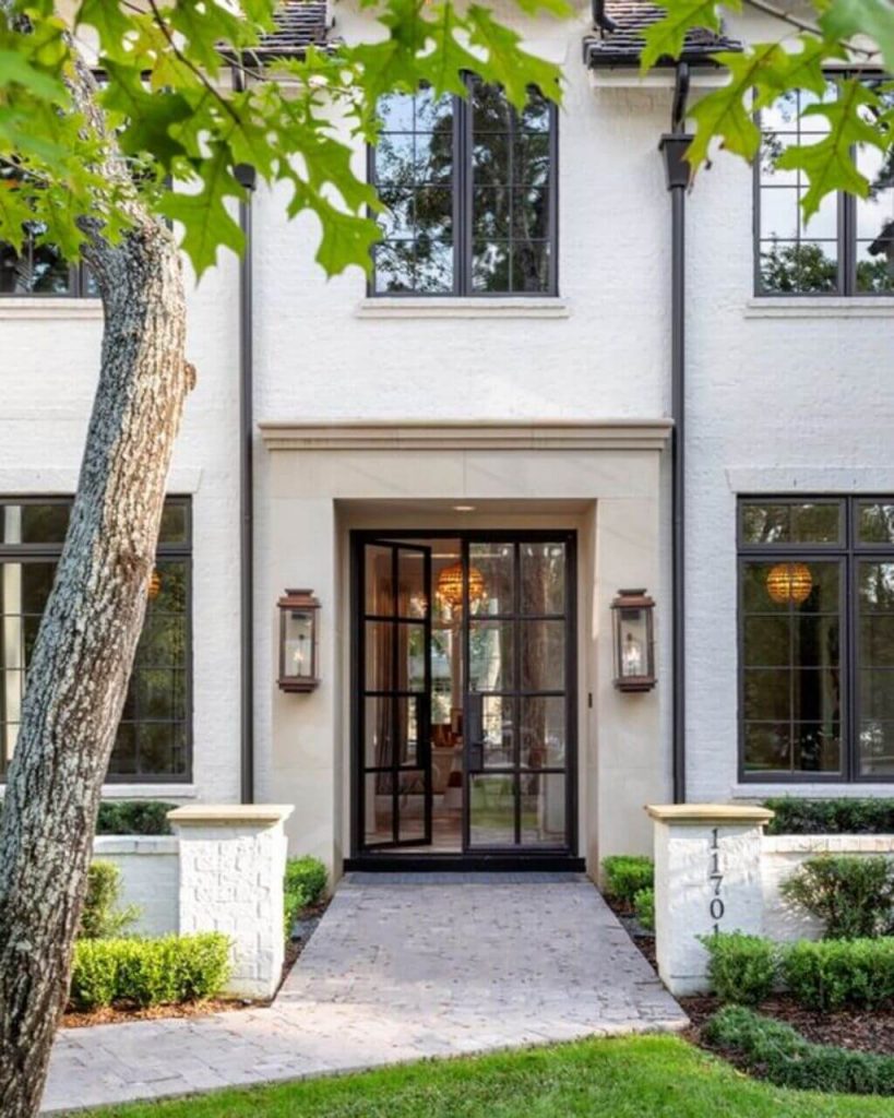 Black and White Hollywood Style Painted Brick House