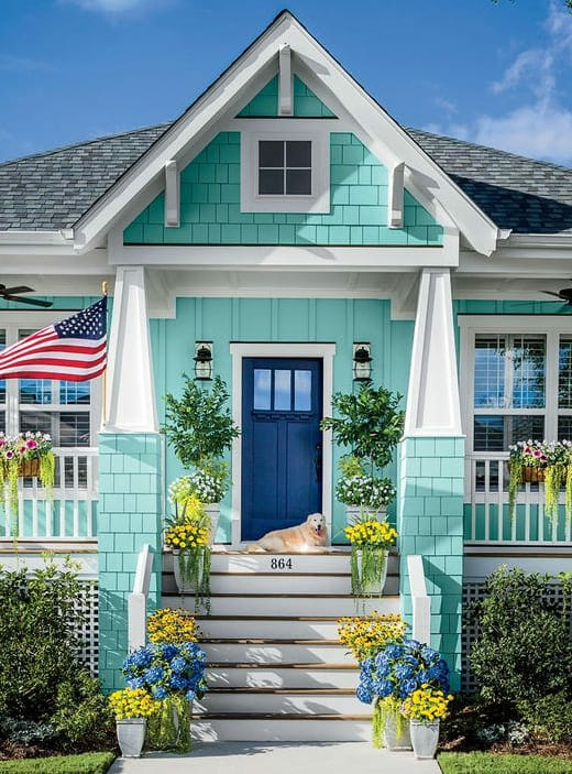 Ocean Teal Exterior House Paint Colors