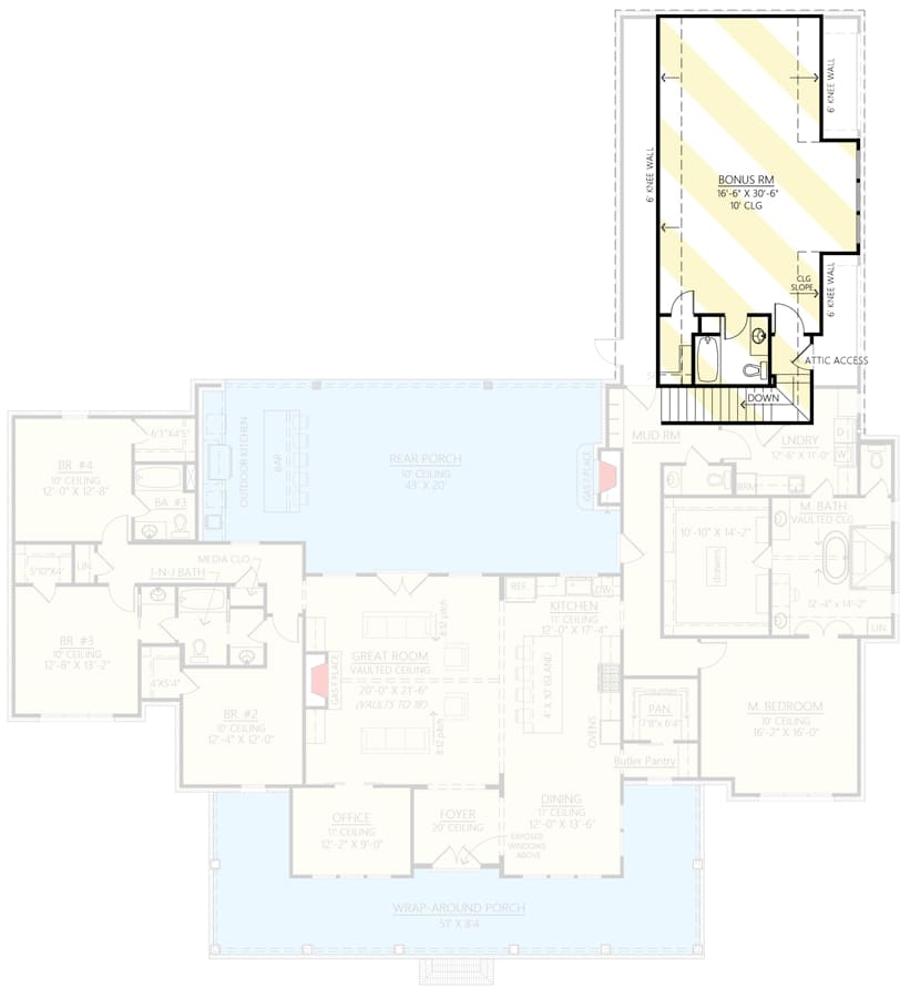 First Floor Drawing of Plan 56521SM by Architectural Designs