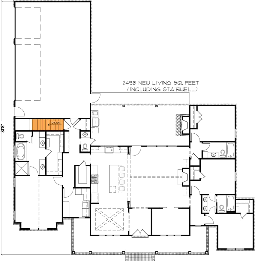 Basement drawing of Plan 56478SM by Architectural Designs