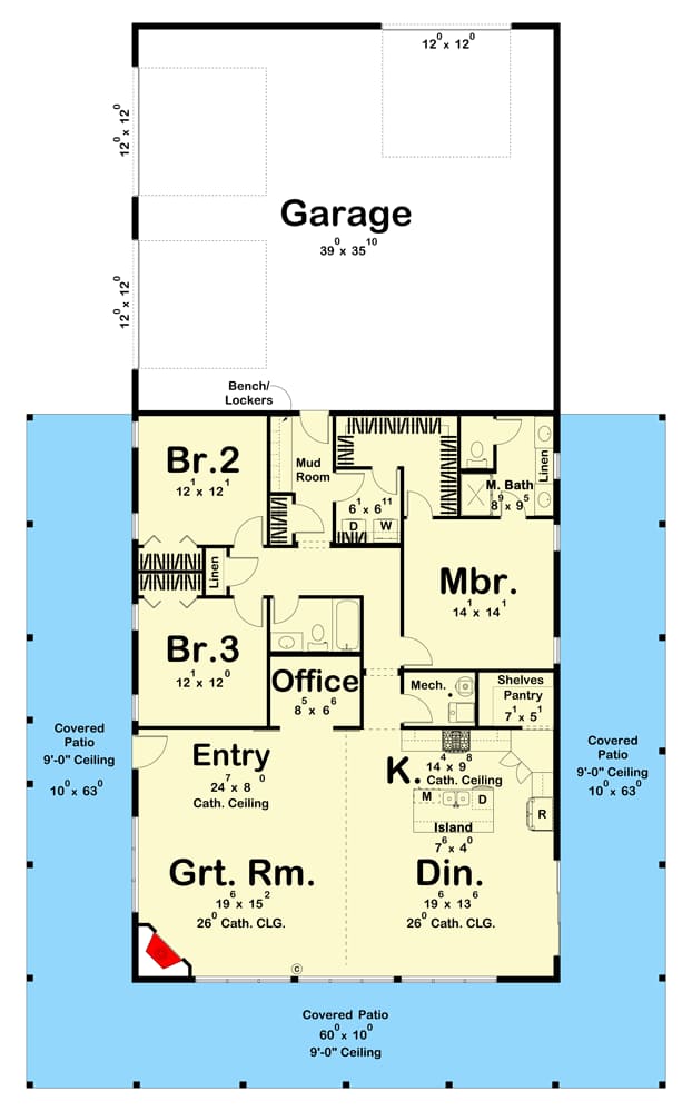 Ground Floor drawing of Plan 623113DJ by Architectural Designs