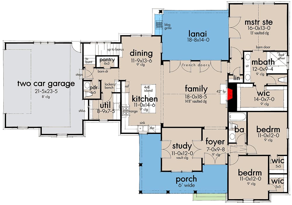Ground Floor drawing of Plan 16916WG by Architectural Designs