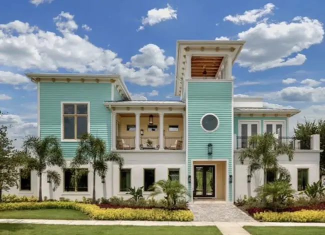 White and Turquoise exterior home