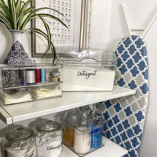 Clear Bins for Aesthetics and Clarity laundry room