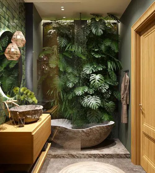 Healthy Foliage in bathroom