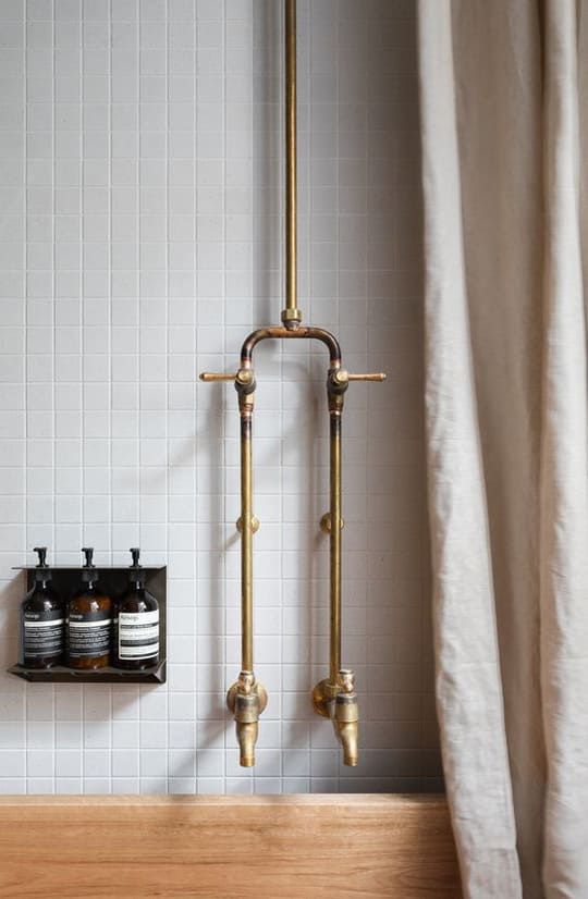 Copper Accents in the Shower