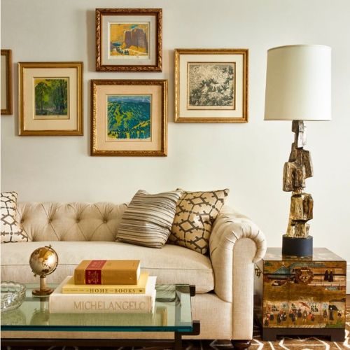 Framed portrait on wall