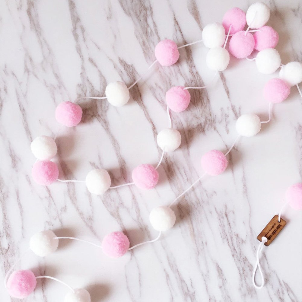 Garland Made from Pink Pom-Poms