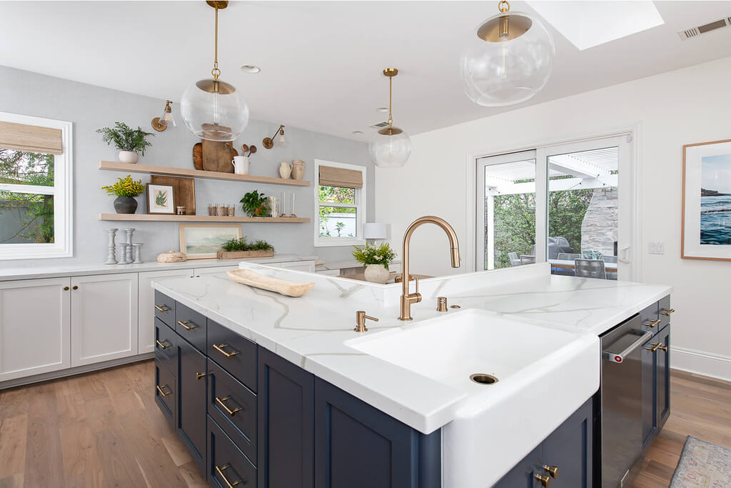 L shaped kitchen island