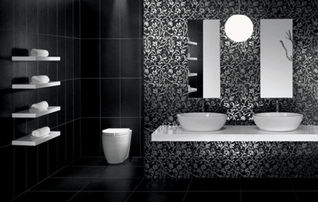 Monochrome shower tile