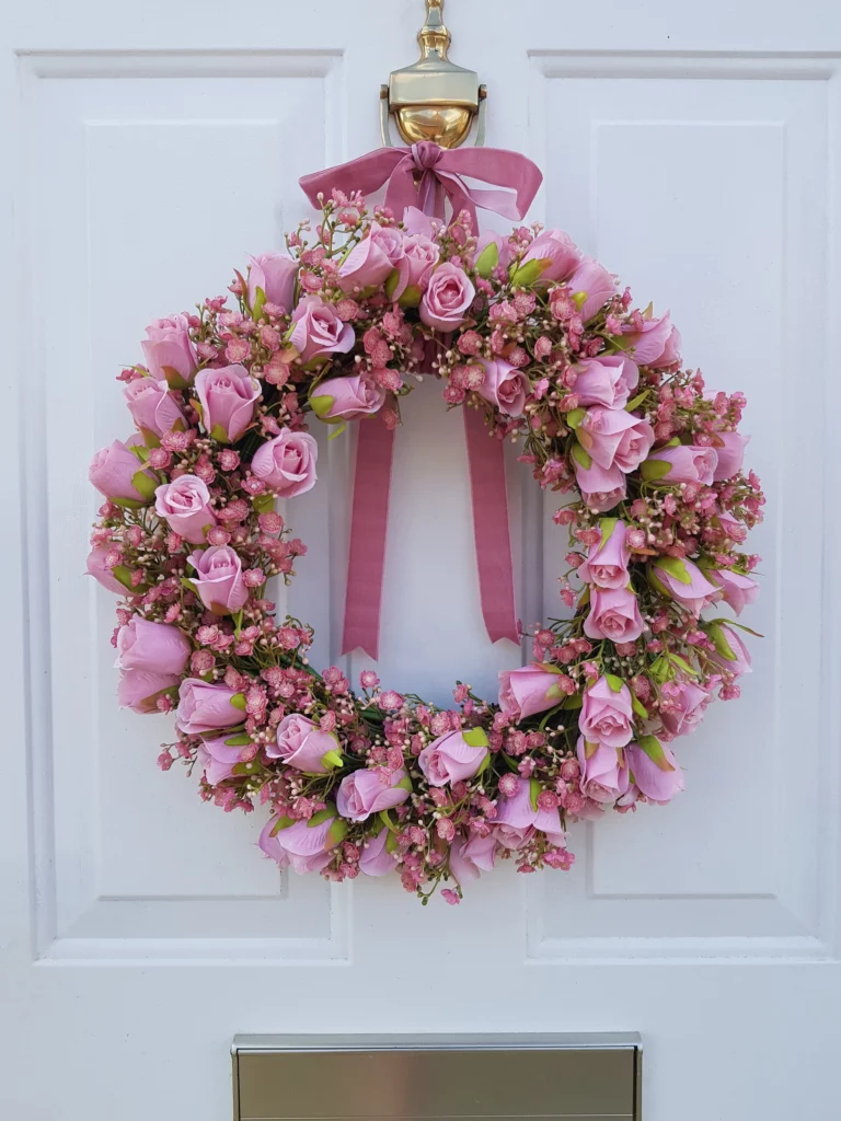 Pink-Themed Wreaths for the Front Door