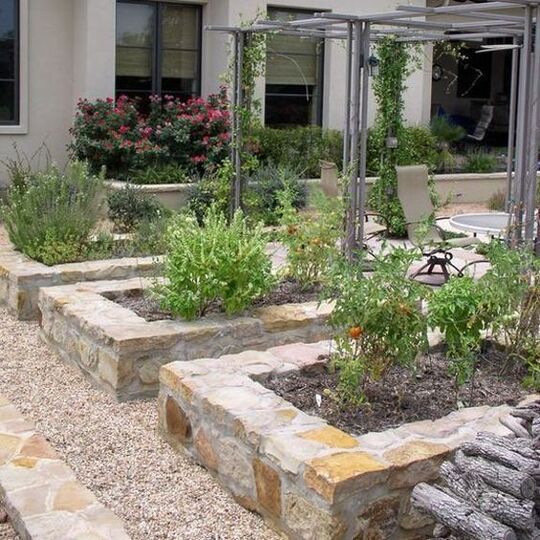 Stone Raised Garden Bed
