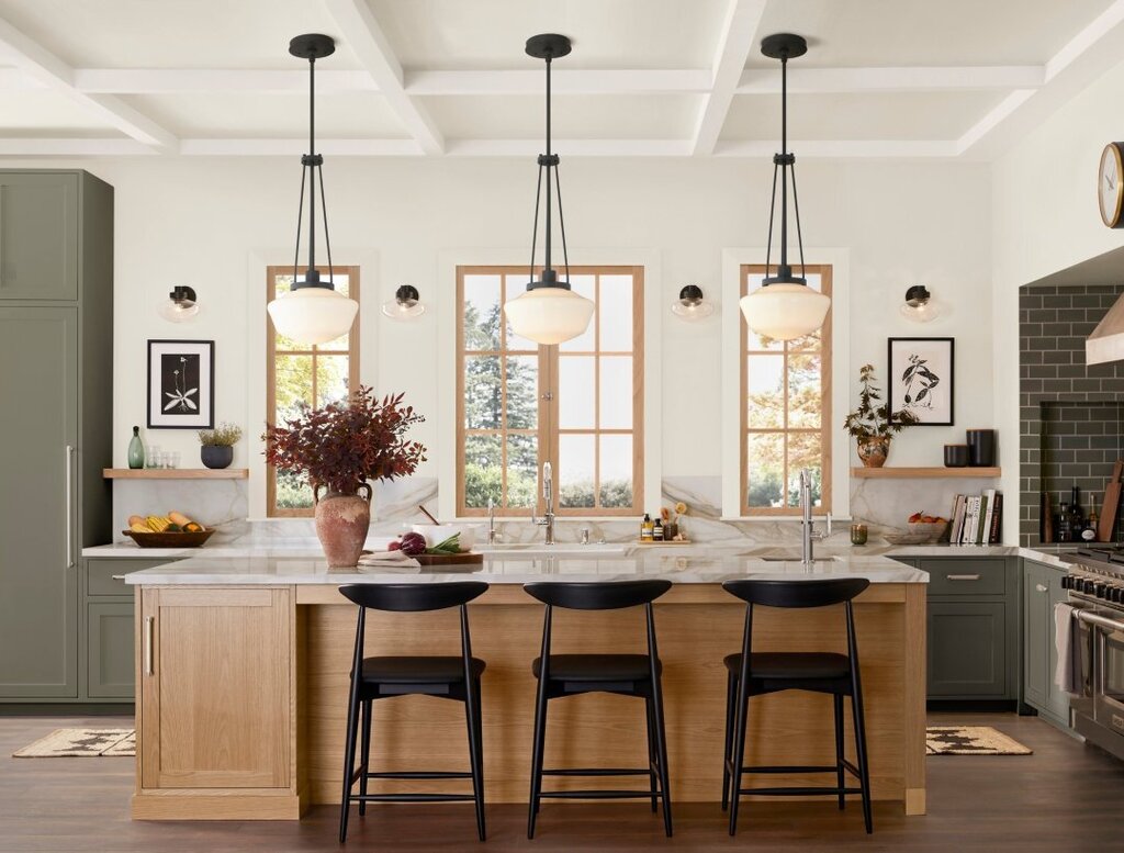 big lights in kitchen