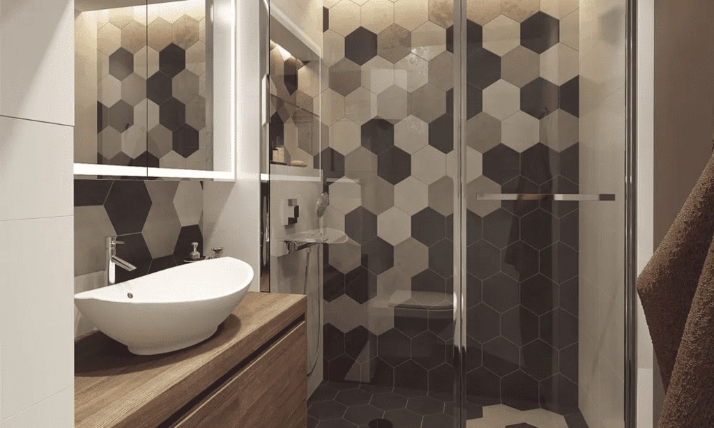 shower tile with round deigns