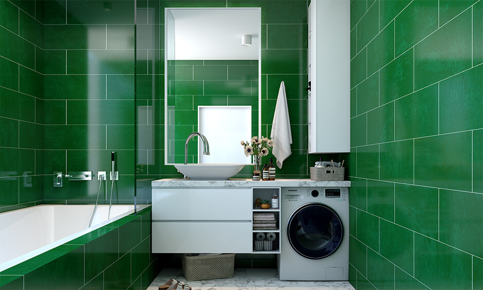 Bold tile layout bathroom