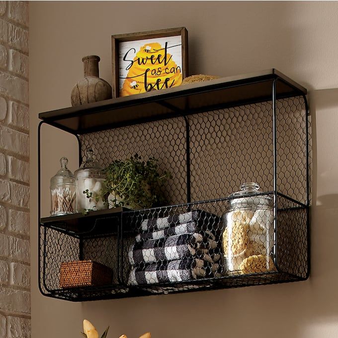Chicken Wire Shelf bathroom