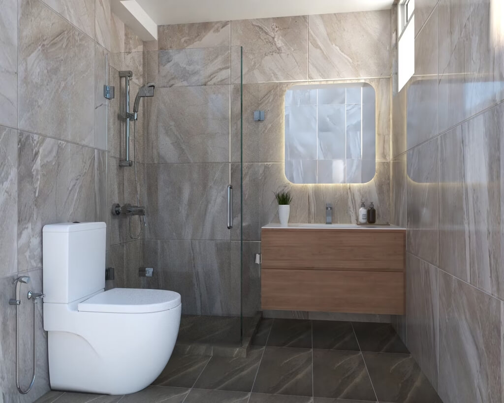 Cove lights in bathroom