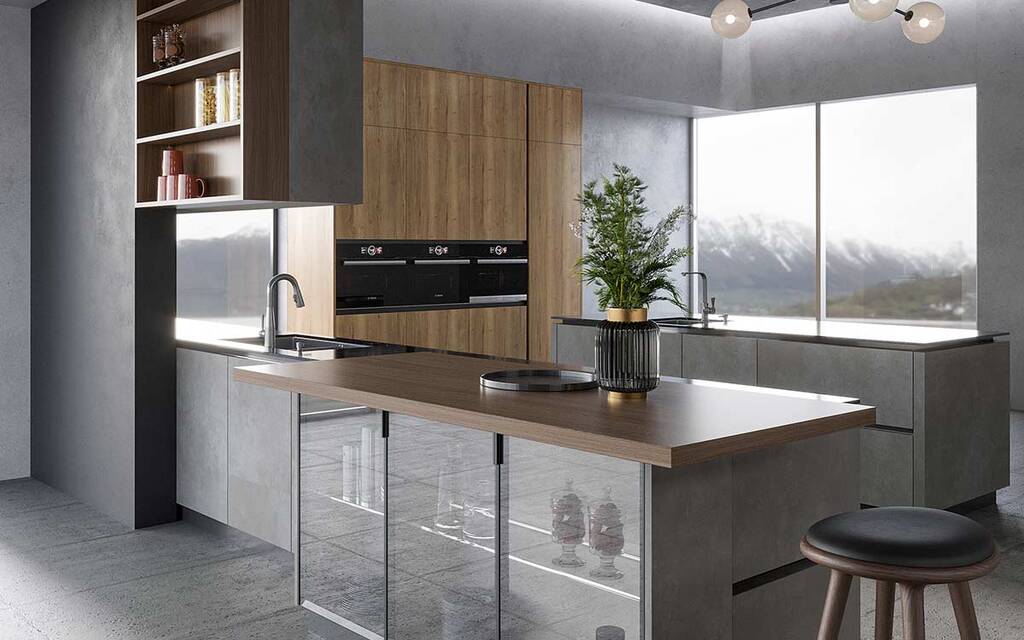 Industrial Kitchen Island with Seating