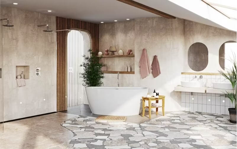 Organic textures in bathroom