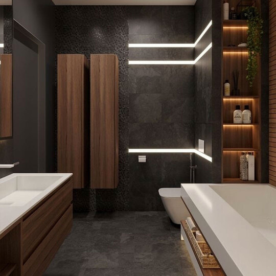 Profile light in bathroom