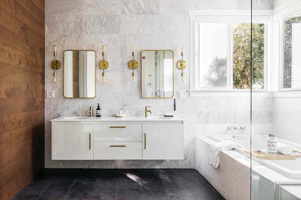 Statement light in bathroom